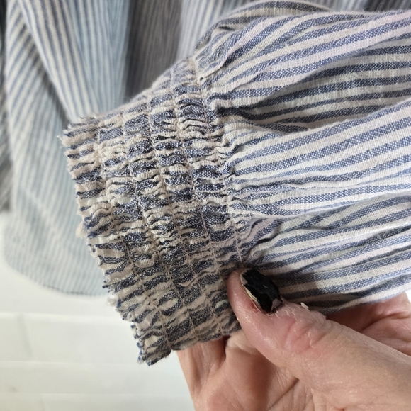 The Great Shepherd Striped Blue White Striped Long Sleeve Blouse - Picture 11 of 14